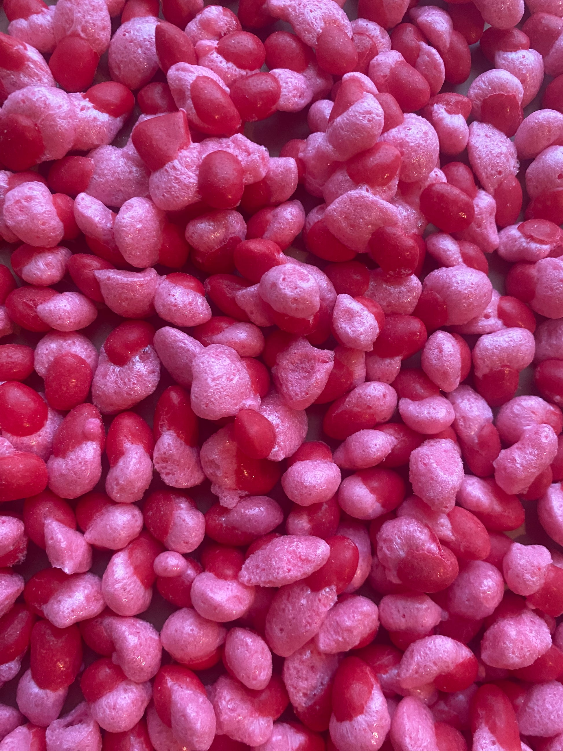 Freeze-dried cinnamon candies.